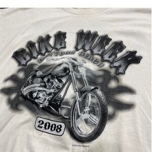 Y2K Grunge White Graphic Daytona Beach Biker Short Sleeve Tee 2008
